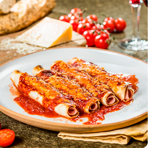 panqueca de mortadela marba com molho de tomate